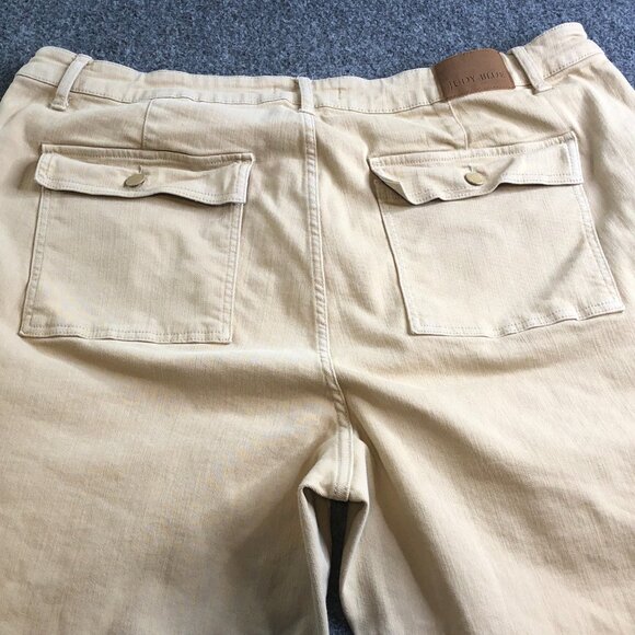 Judy Blue Jeans Womens 24W Beige Cargo Pockets Flap Pocket Wide Leg Garment Dyed - Picture 9 of 12